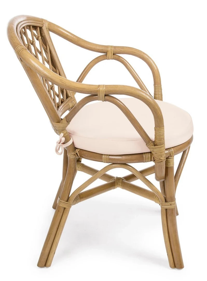 Poltrona in rattan naturale vimini Elisa schienale traforato - 4