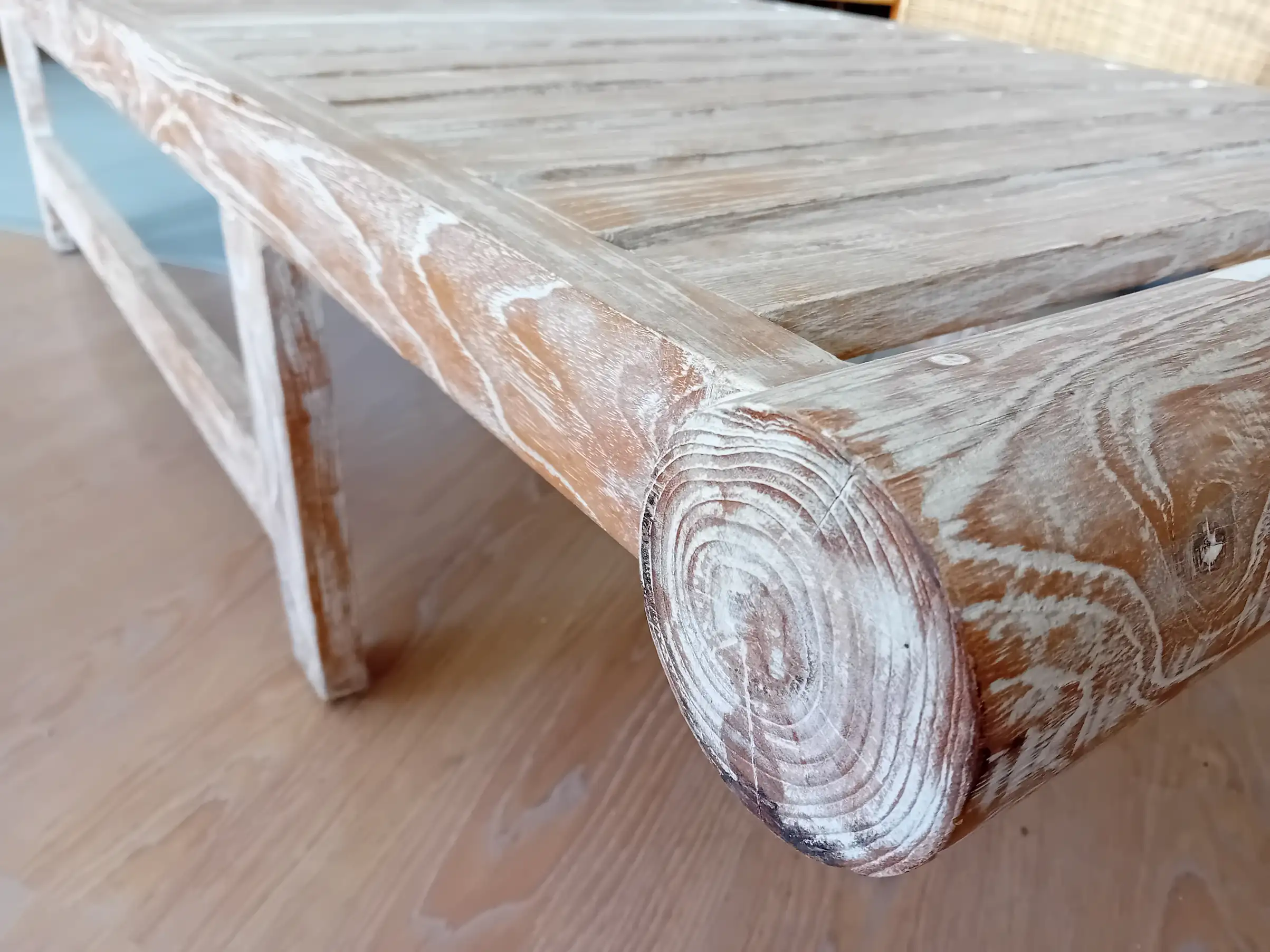 Lettino Prendisole da Giardino in Legno Massello Decapato – Chaise Longue Reclinabile cm 210x71 - 4