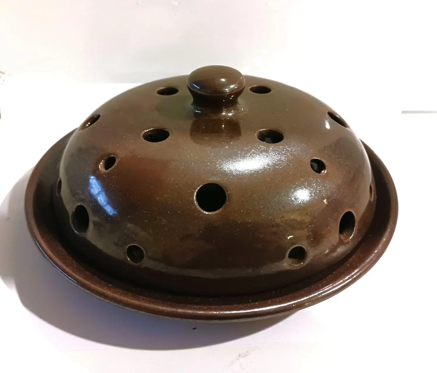 Bruciaincenso Artigianale in Terracotta Marrone scuro  Chiaro – 20x8 cm
