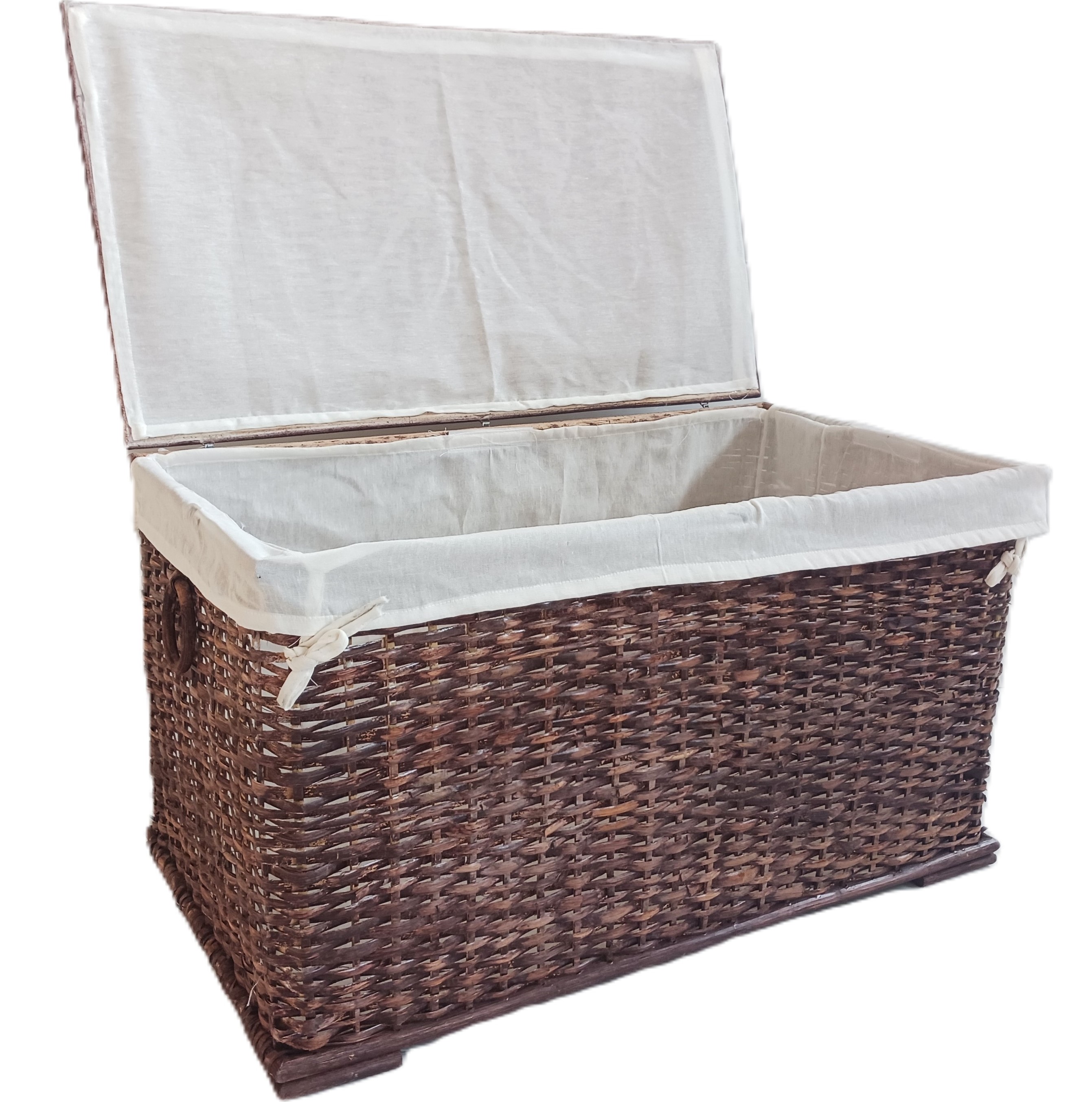Baule Porta Biancheria in Rattan Noce Cm 77x45x45 H