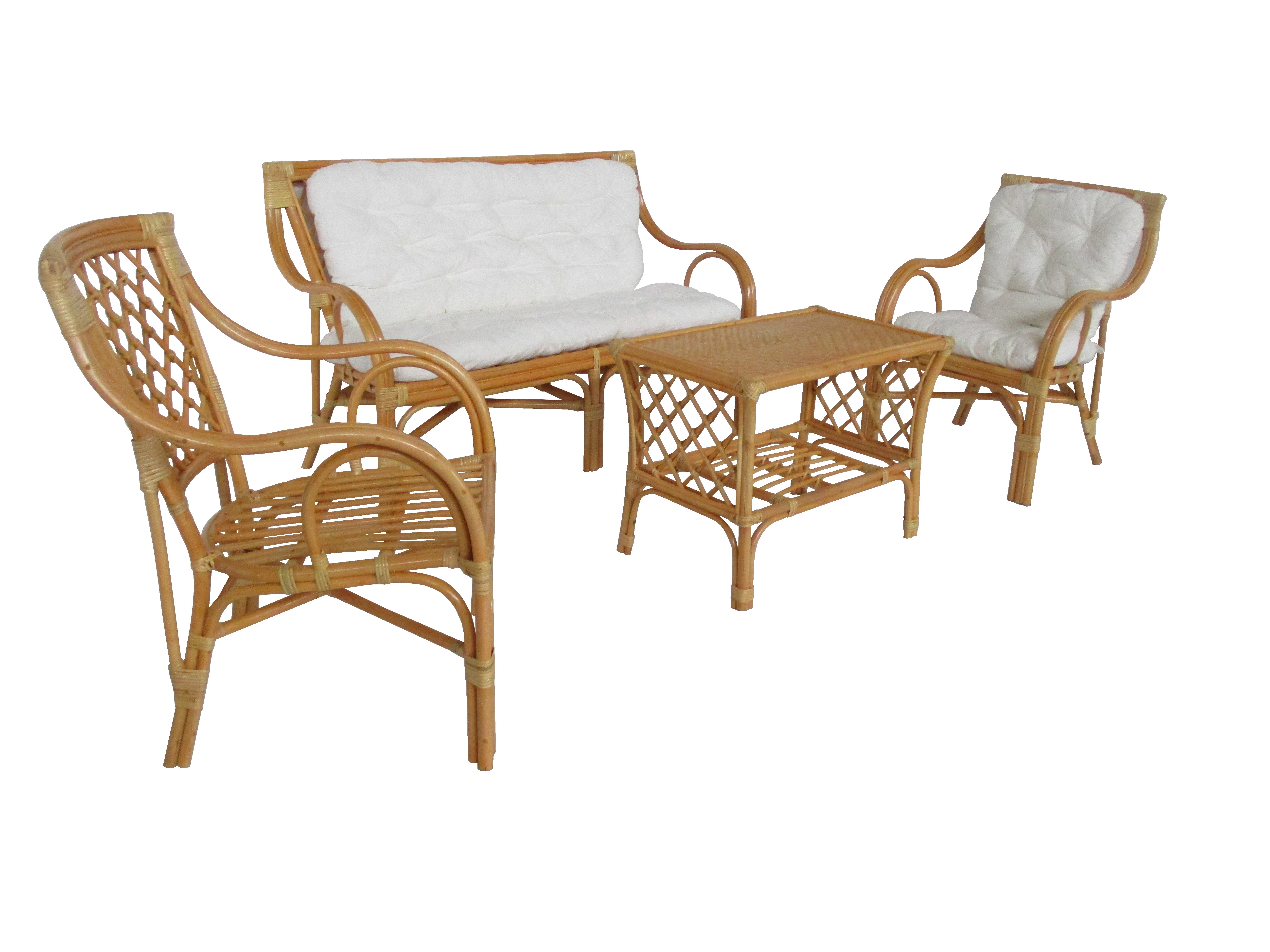 Salotto in rattan naturale vimini Makita 5 posti