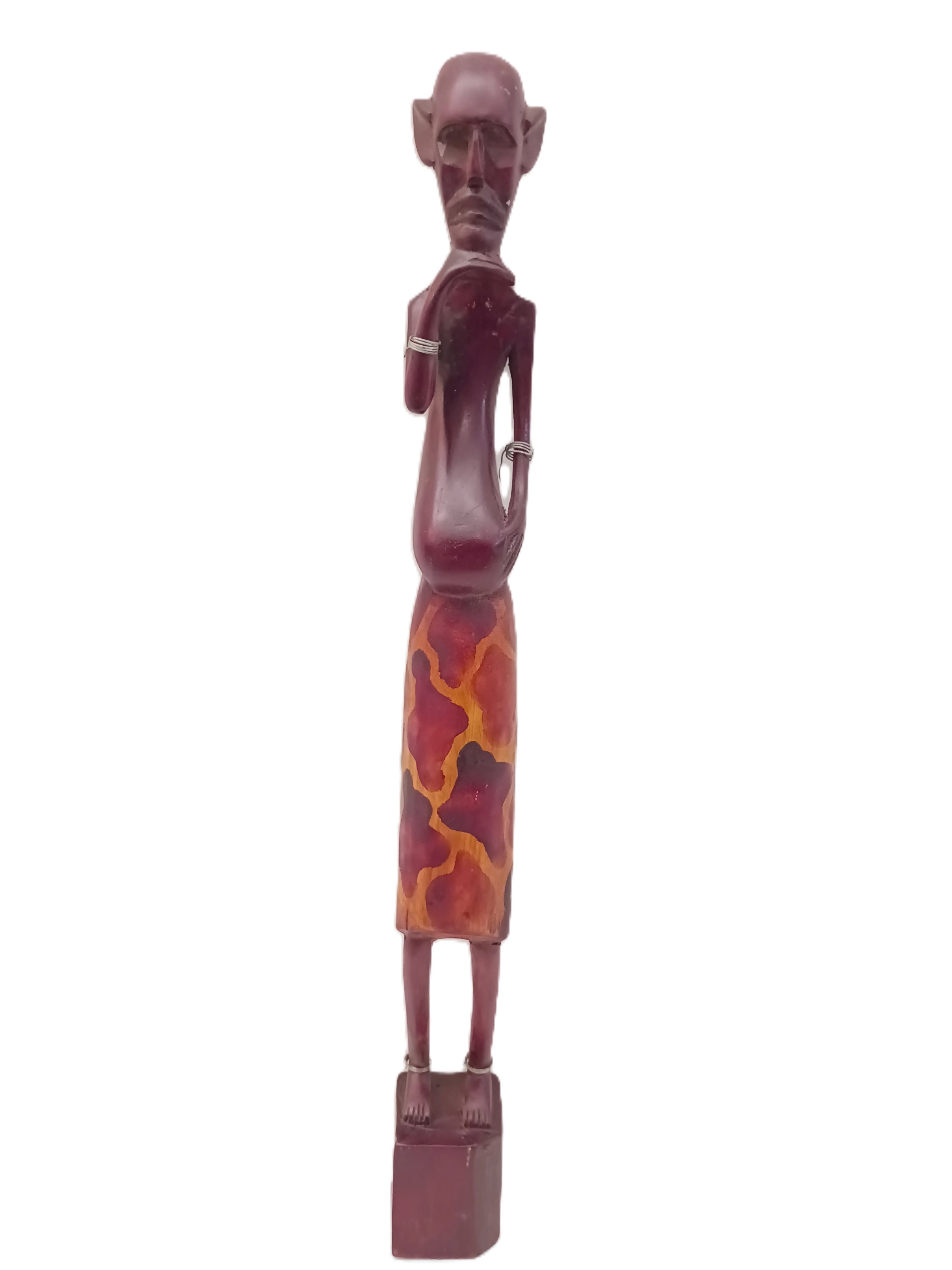 Scultura Tribale "Il Pensatore" – Statua Etnica in Legno Scolpita a Mano - Altezza 39 cm