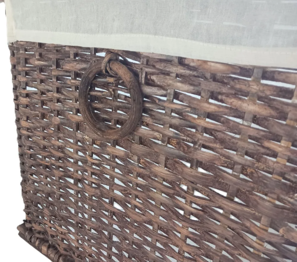 Baule Porta Biancheria in Rattan Noce Cm 77x45x45 H - 4