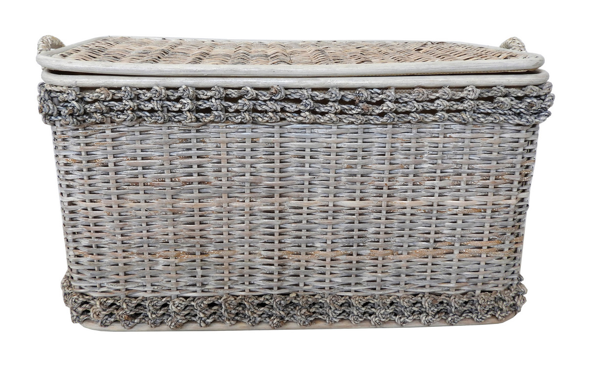 Baule Portabiancheria in Rattan e Banano Cm 68x37x40 H