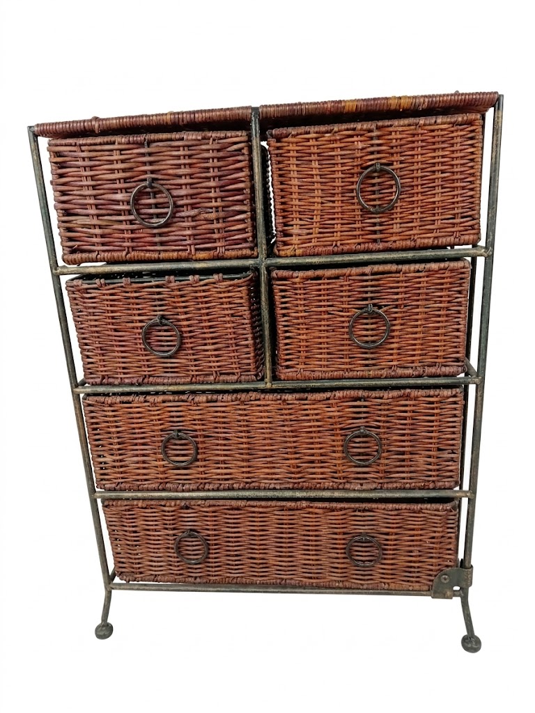 cassettiera rattan naturale 6 cassetti cm 46x25x63 H