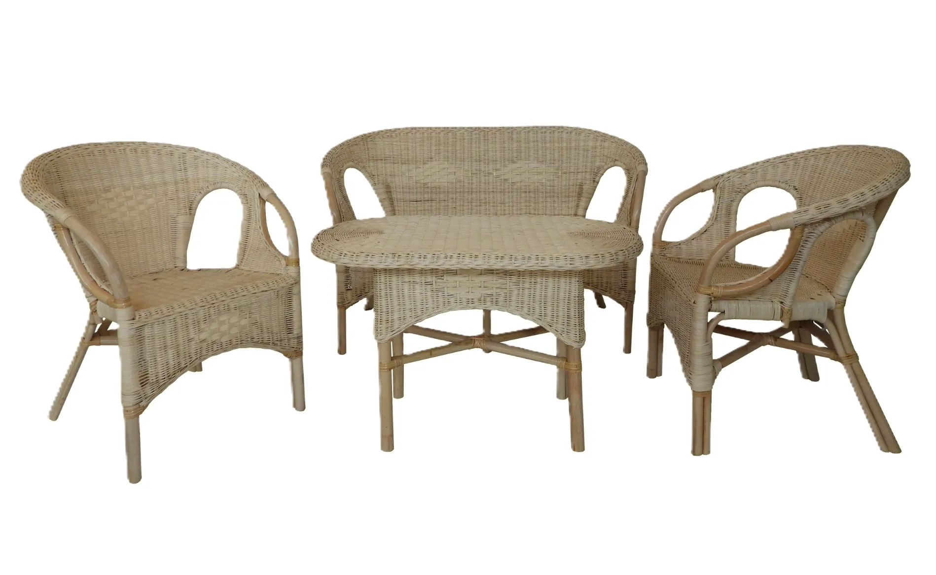 Salotto in rattan naturale vimini Mandolino 4 posti