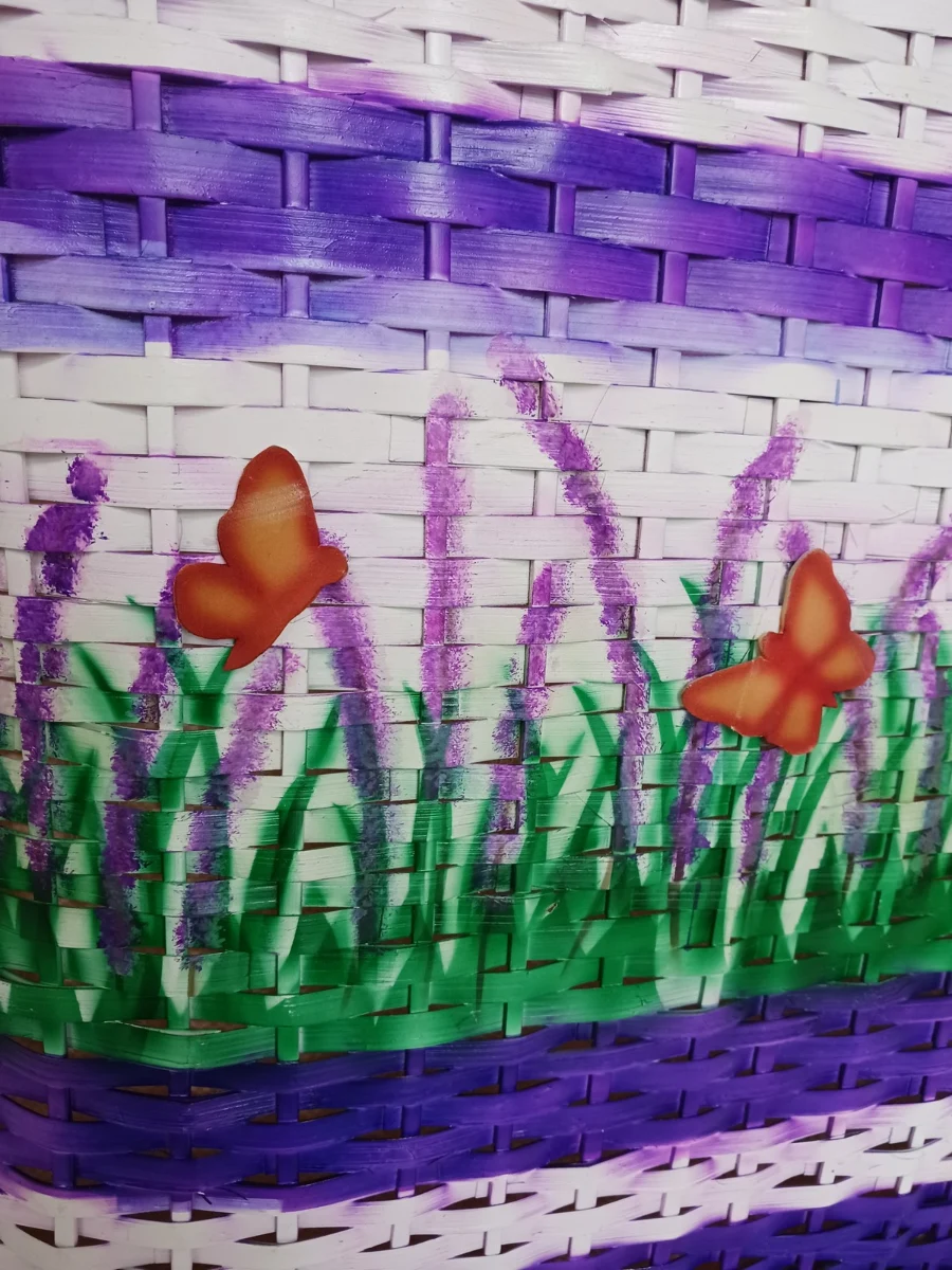 Cesto porta biancheria/giocattoli in Rattan Viola lavanda Cm 51x37x58 H - 4
