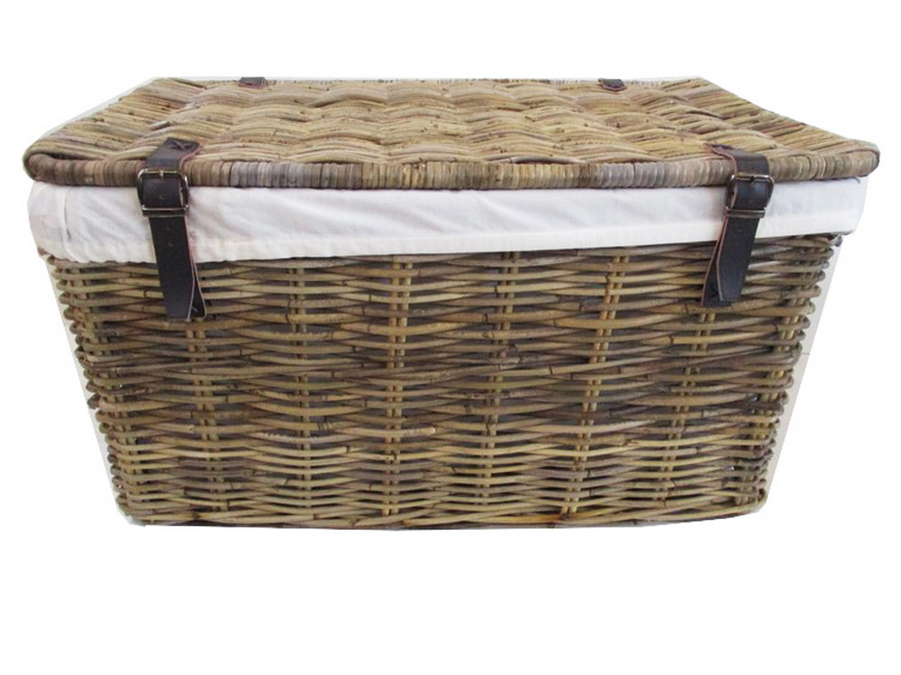 Baule in Giunco Kubo Grey – Fodera in Cotone – 55x33x32 H