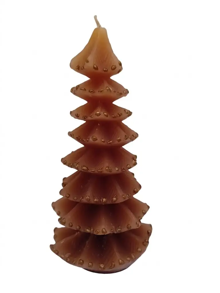 Candela Artigianale (7x18 cm) in Cera Naturale ad Albero di Natale