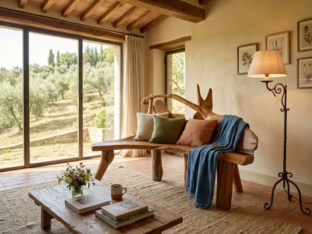 Divano Panca Scultoreo in Legno Massello Artigianale – 135x60x100 cm