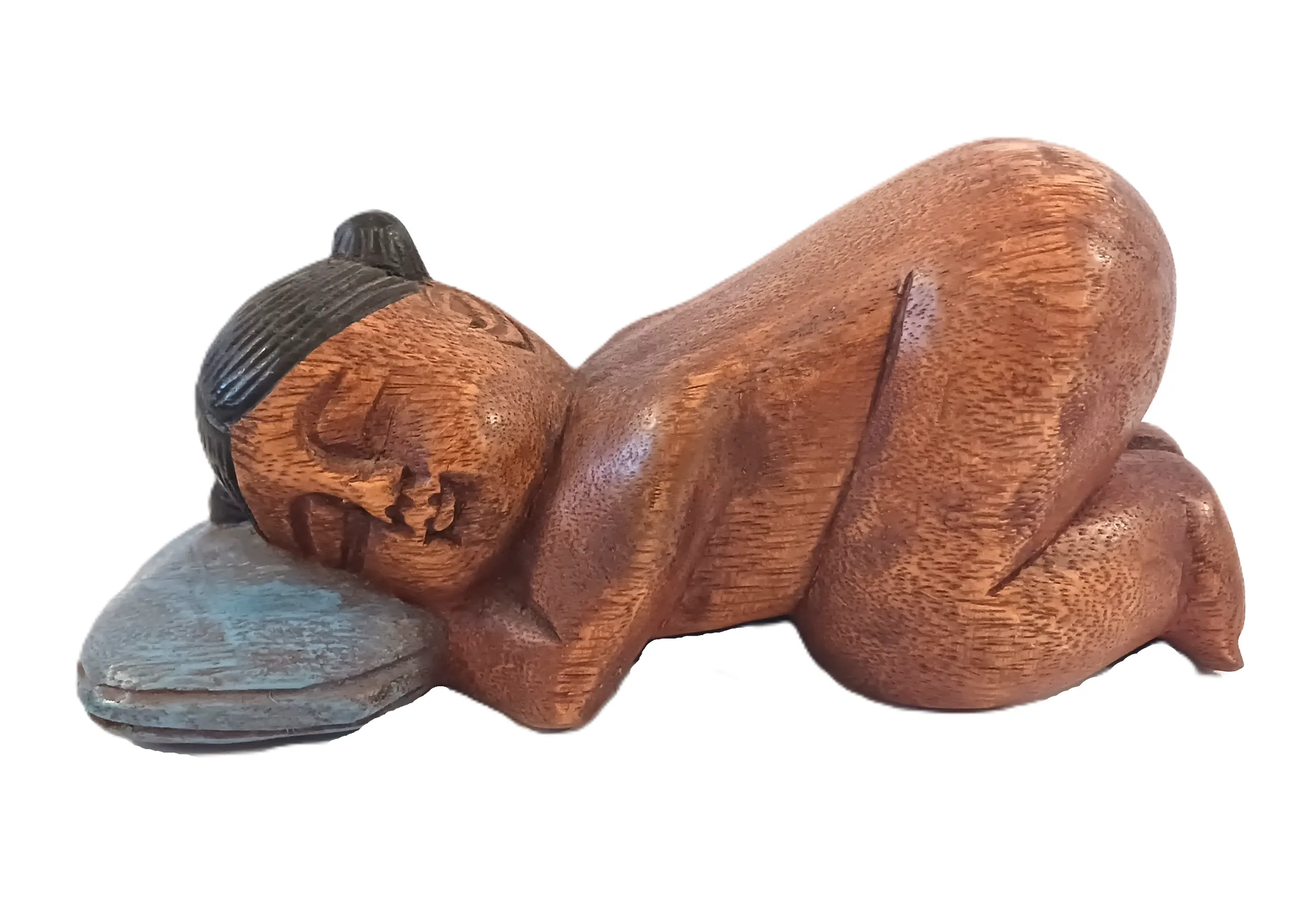 Soprammobile Legno "Sogni d'Oro" – Bambina addormentata su cuscino Cm 23x10x10 H