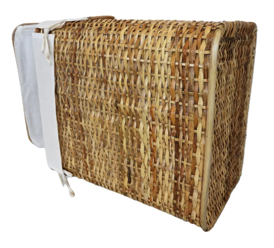 Cesto Porta Biancheria in Rattan Naturale Cm 45x32x53 H - 5