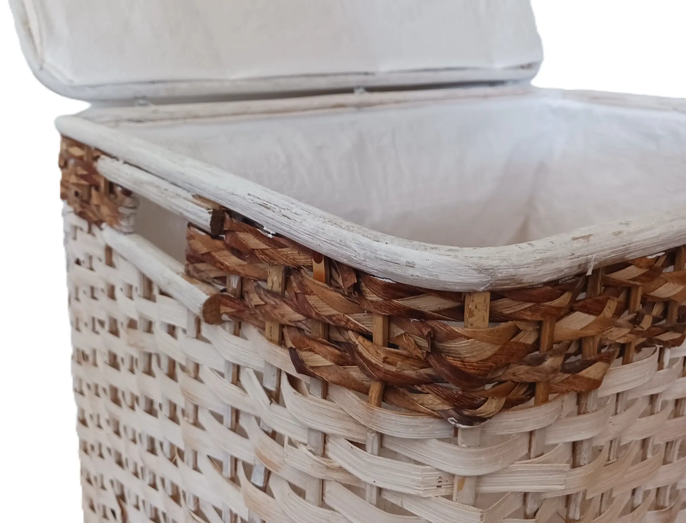 Baule Porta Biancheria in Rattan bicolore 67x41x45 H - 4