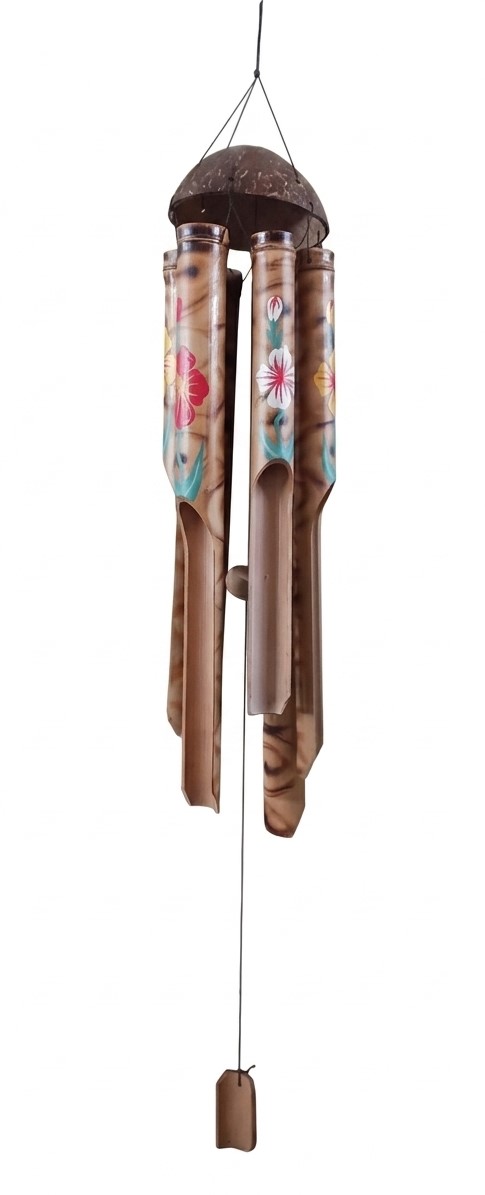 Scaccia Guai Bamboo e Cocco "Fiori Tropicali" – 55 cm