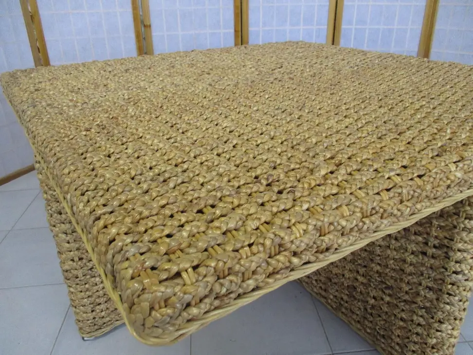 Tavolo da Tè Quadrato 110x110 cm in Intreccio di Banano Naturale – Alt. 45 cm - 3