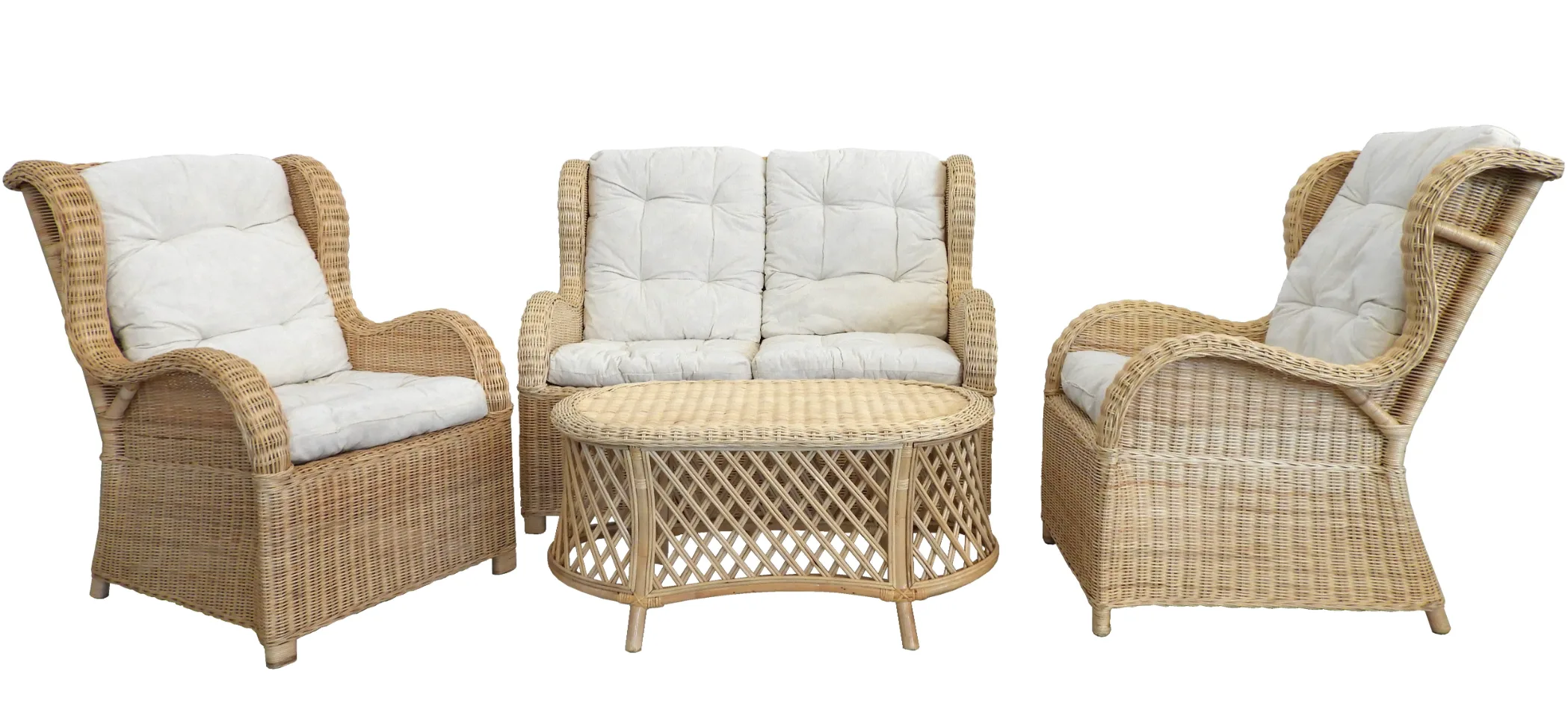 Salotto rattan naturale Bally Midollino 4 posti schienale alto