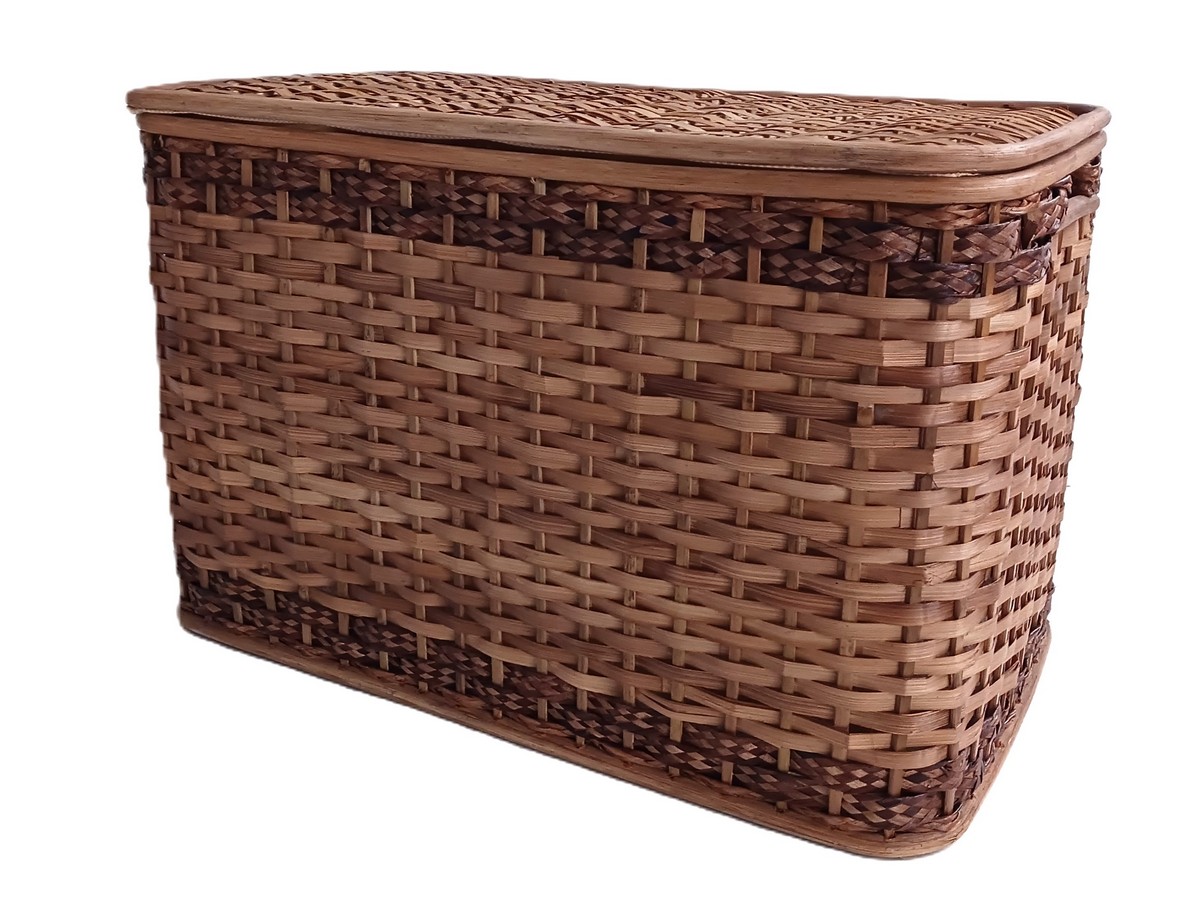 Baule Portabiancheria in Rattan Noce chiaro Cm 68x42x44 H