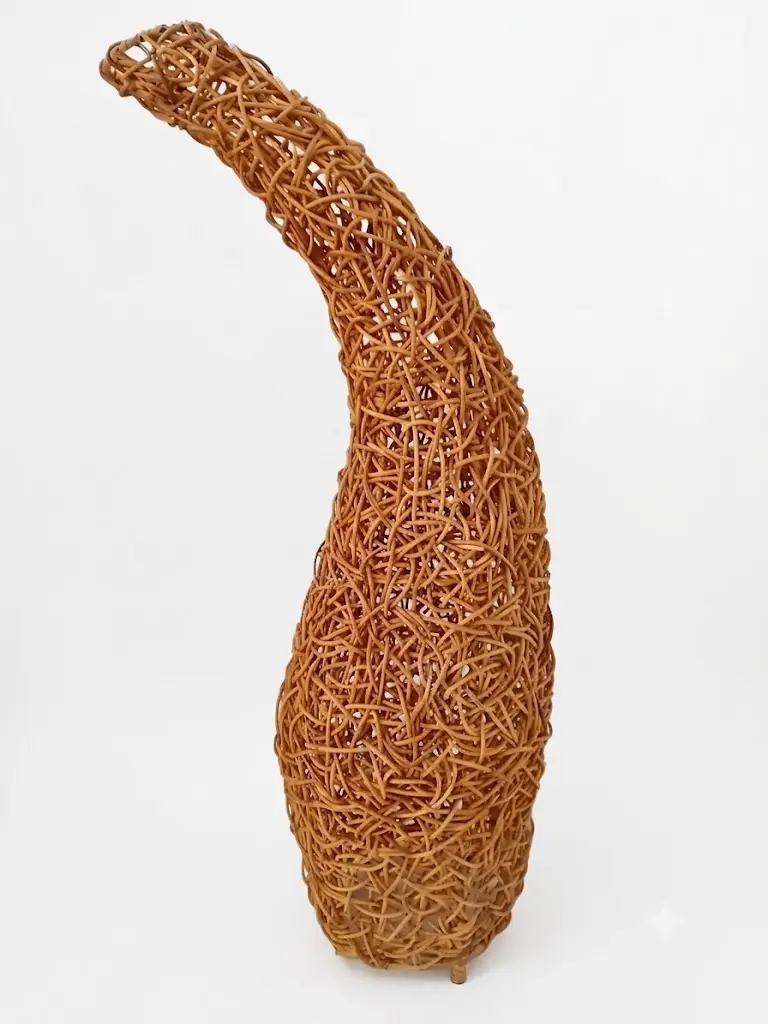 Lampada da Terra Curva in Rattan Intrecciato - H 100 cm