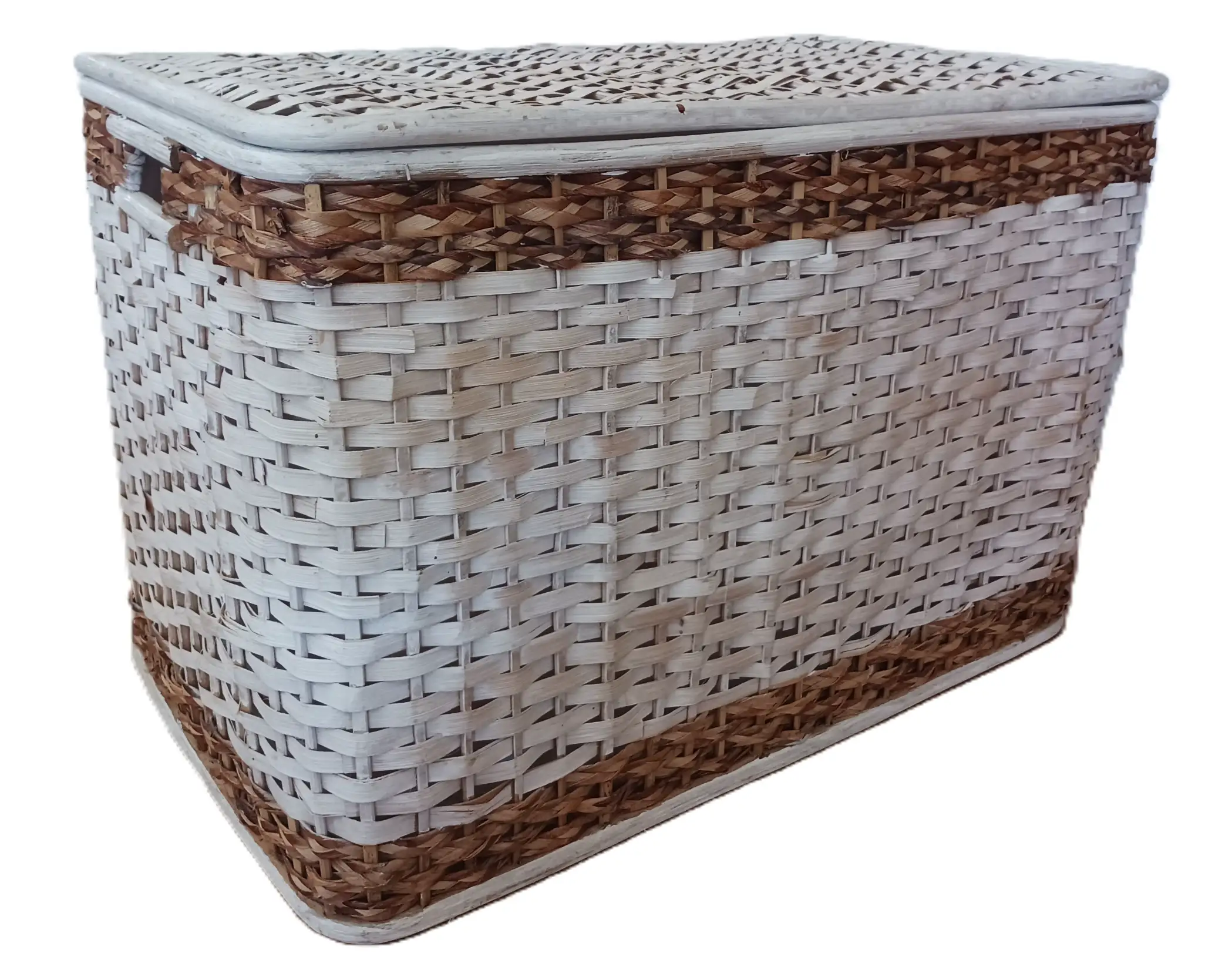 Baule Porta Biancheria in Rattan bicolore 67x41x45 H