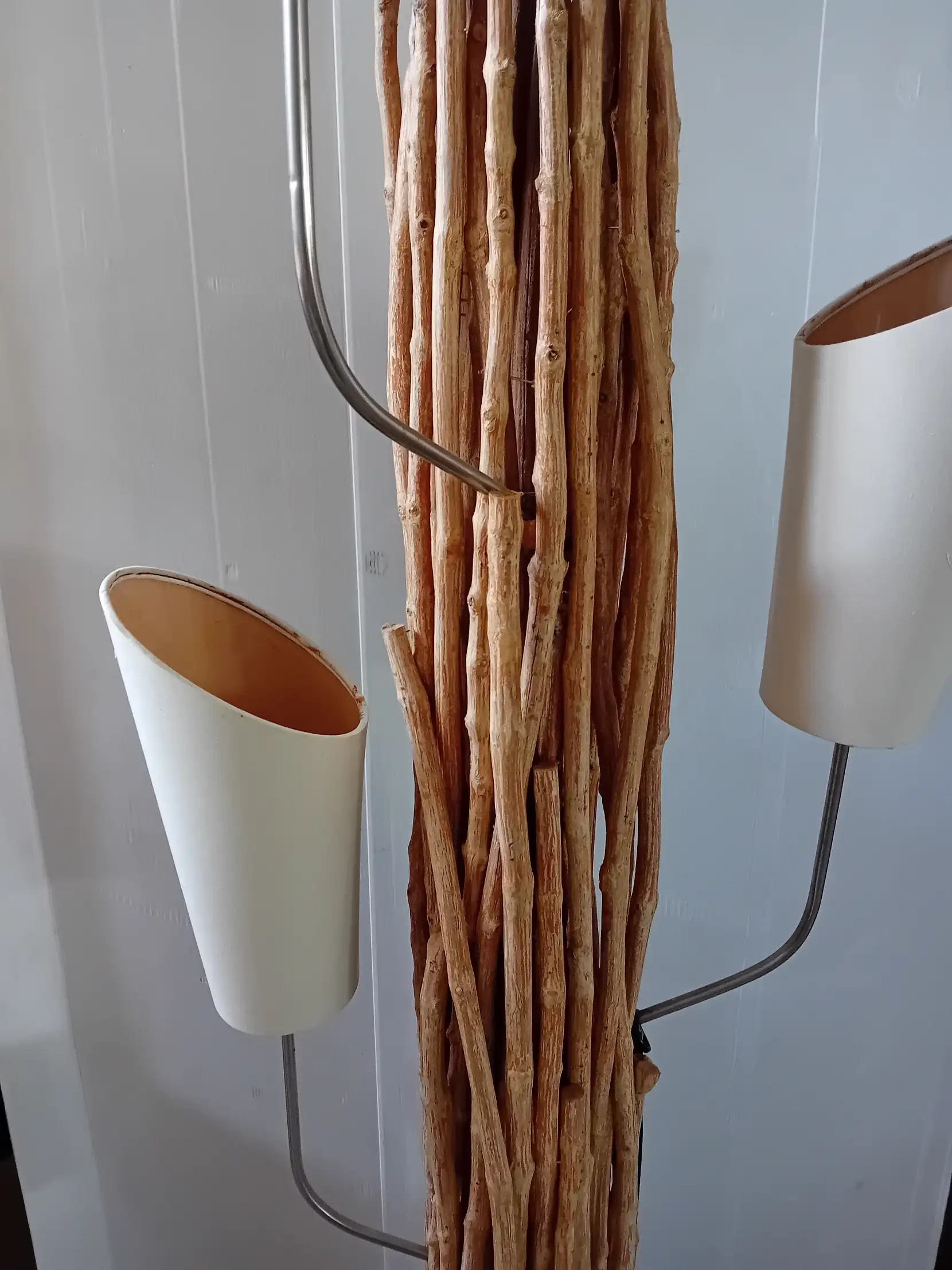 Lampada da Terra Rustica in Rami di legno e Rattan a 3 Luci cm 195 H - 3