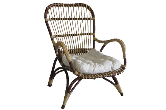 Poltrona in rattan naturale vimini Sparro con canne manao