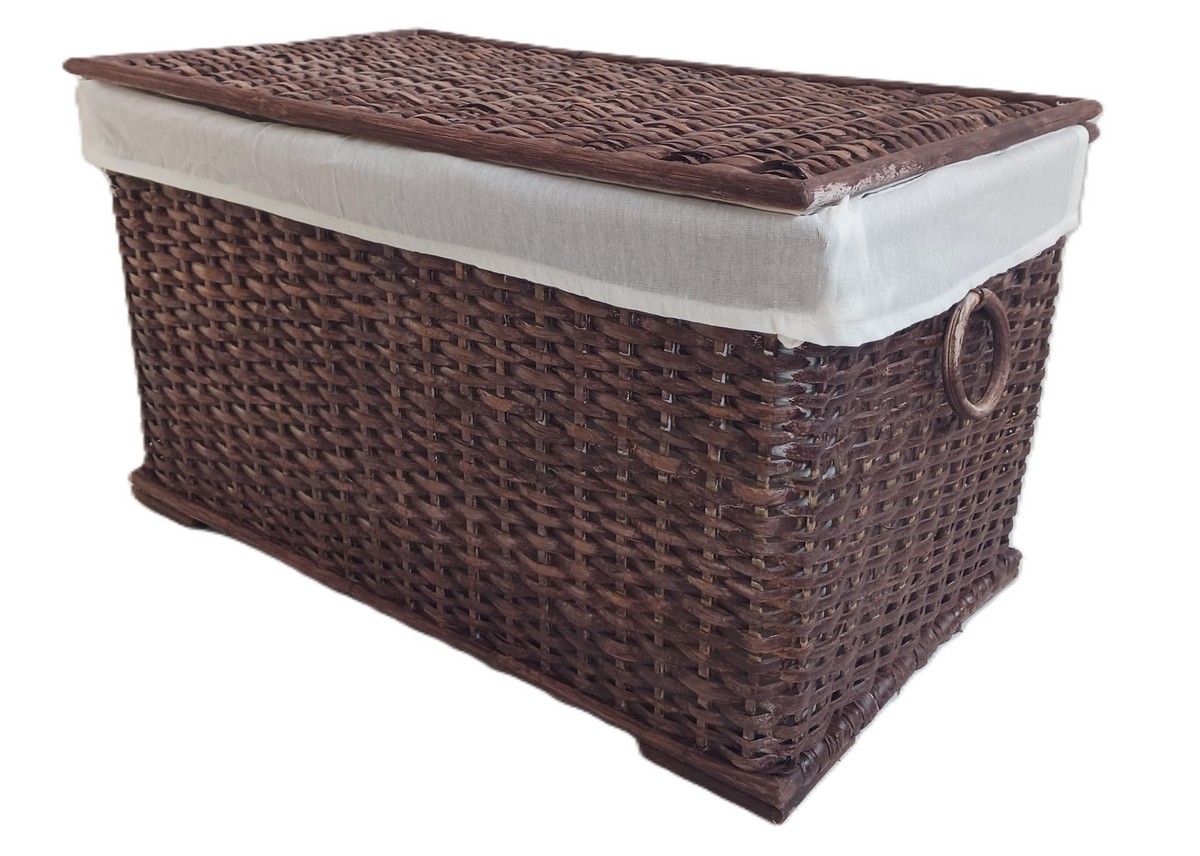 Baule Porta Biancheria in Rattan Noce Cm 69x39x39 H