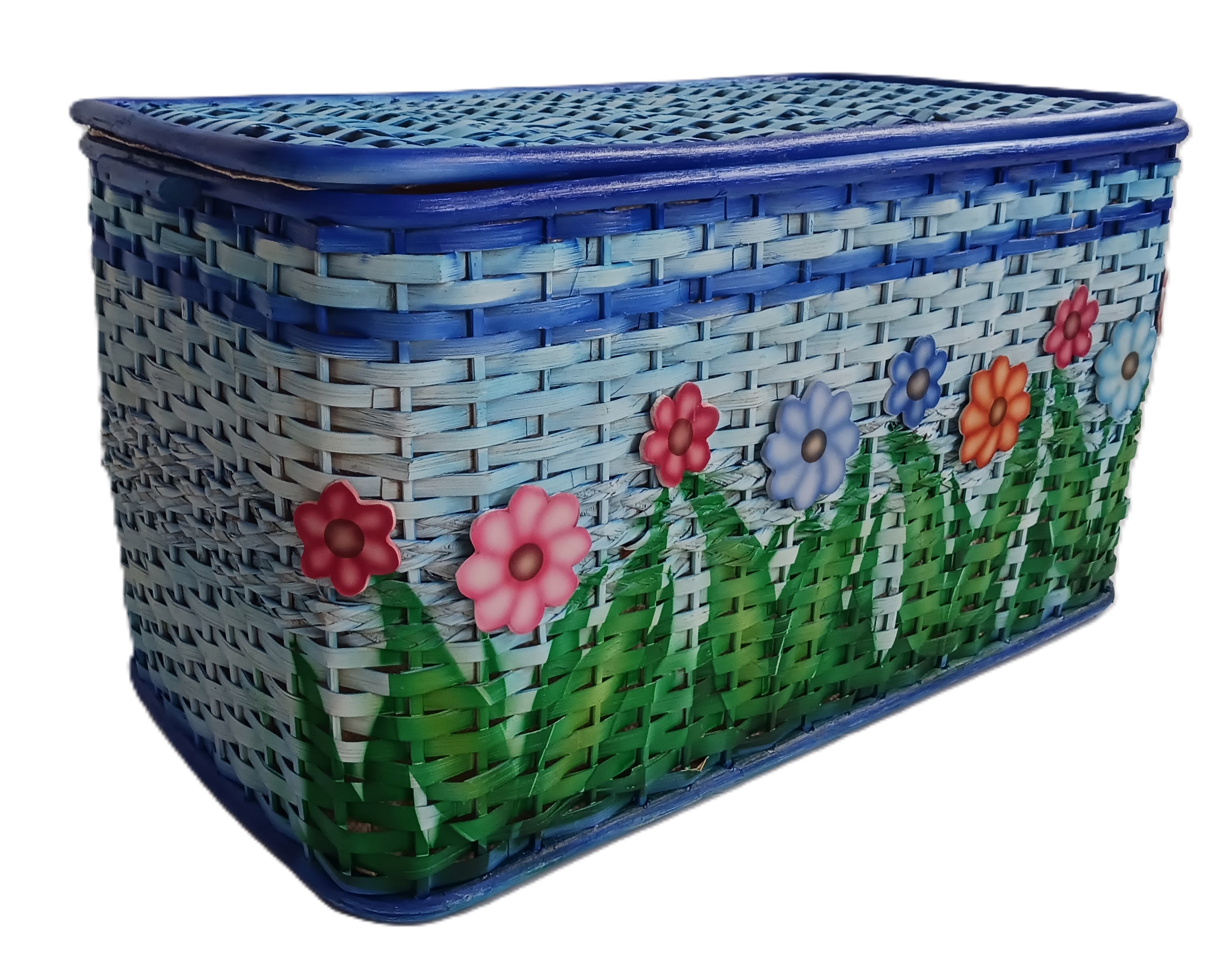 Baule Porta Biancheria e Porta Giocattoli in Rattan colorato Cm 72x39x40 H