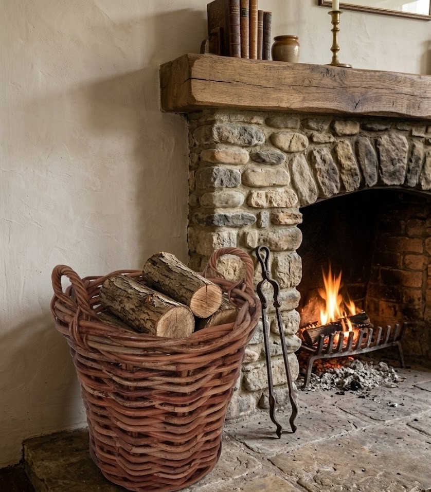 porta legna vimini rattan cm 50x51 H con manici cm 60 H