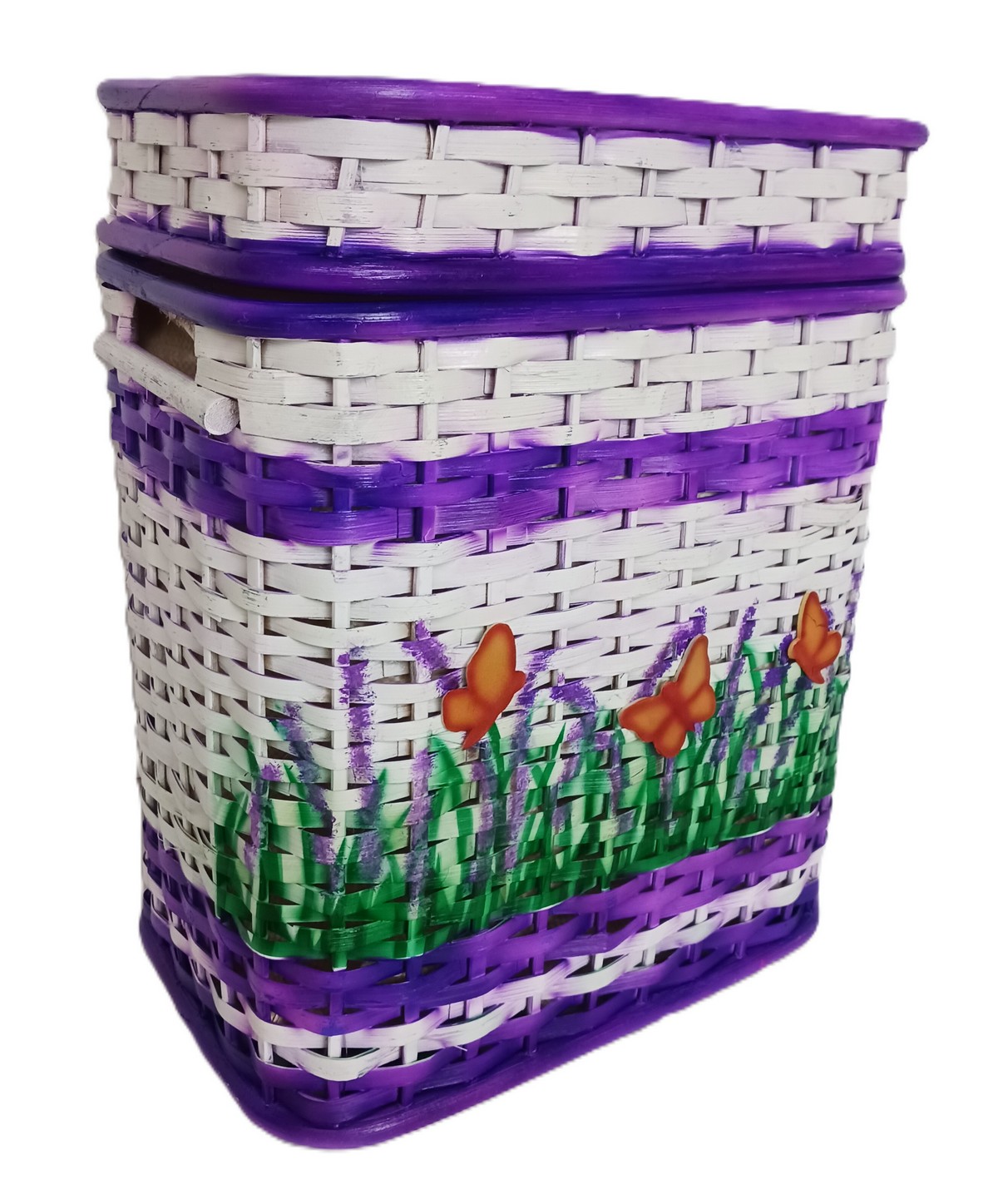 Cesto porta biancheria/giocattoli in Rattan Viola lavanda Cm 40x26x48 H