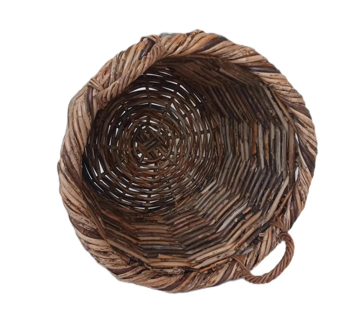 porta legna vimini in  rattan rotondo cm 43x40 H con manici cm 48 - 3