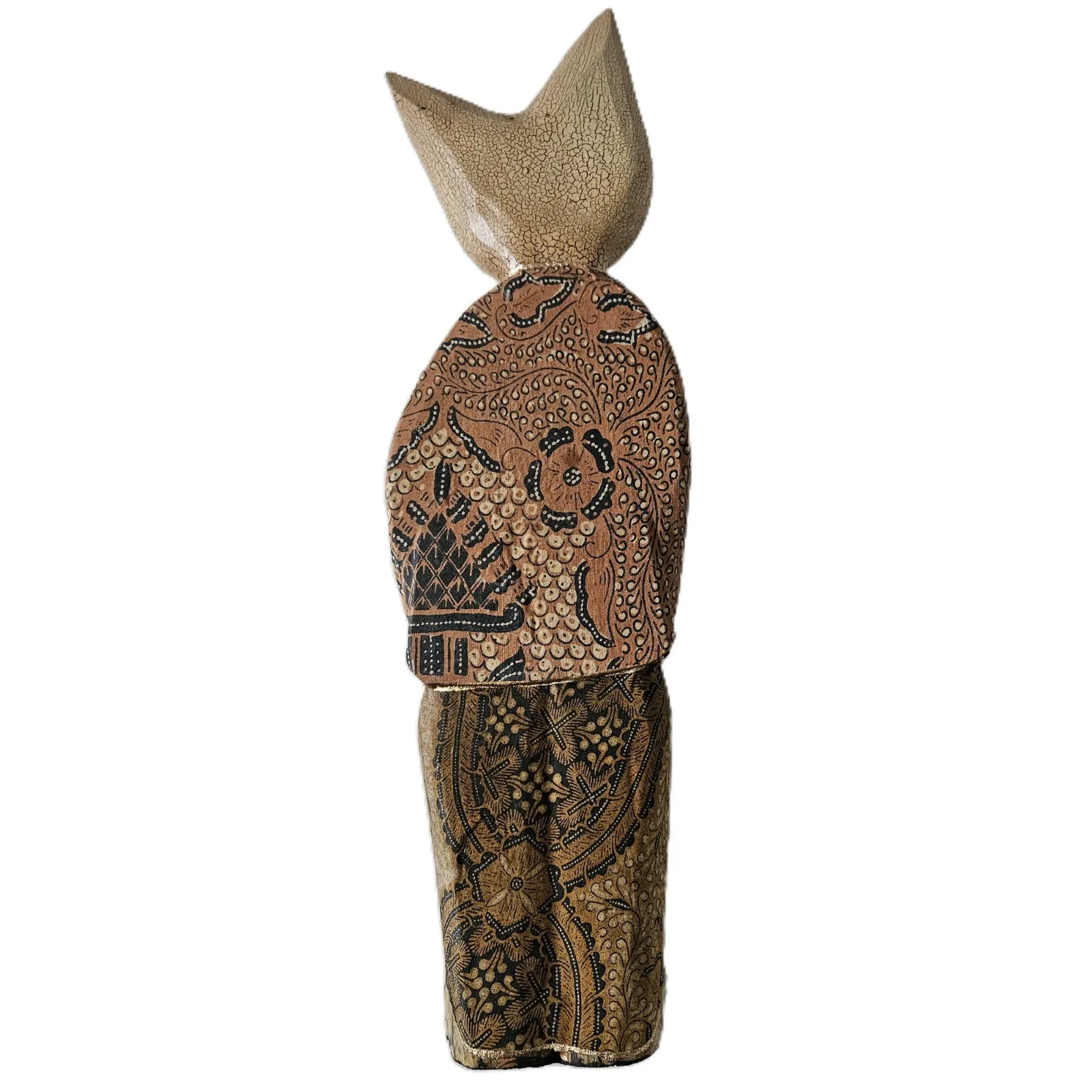 Scultura Gatto "Signore in Abiti Tradizionali" – Statuina Antropomorfa in Legno
