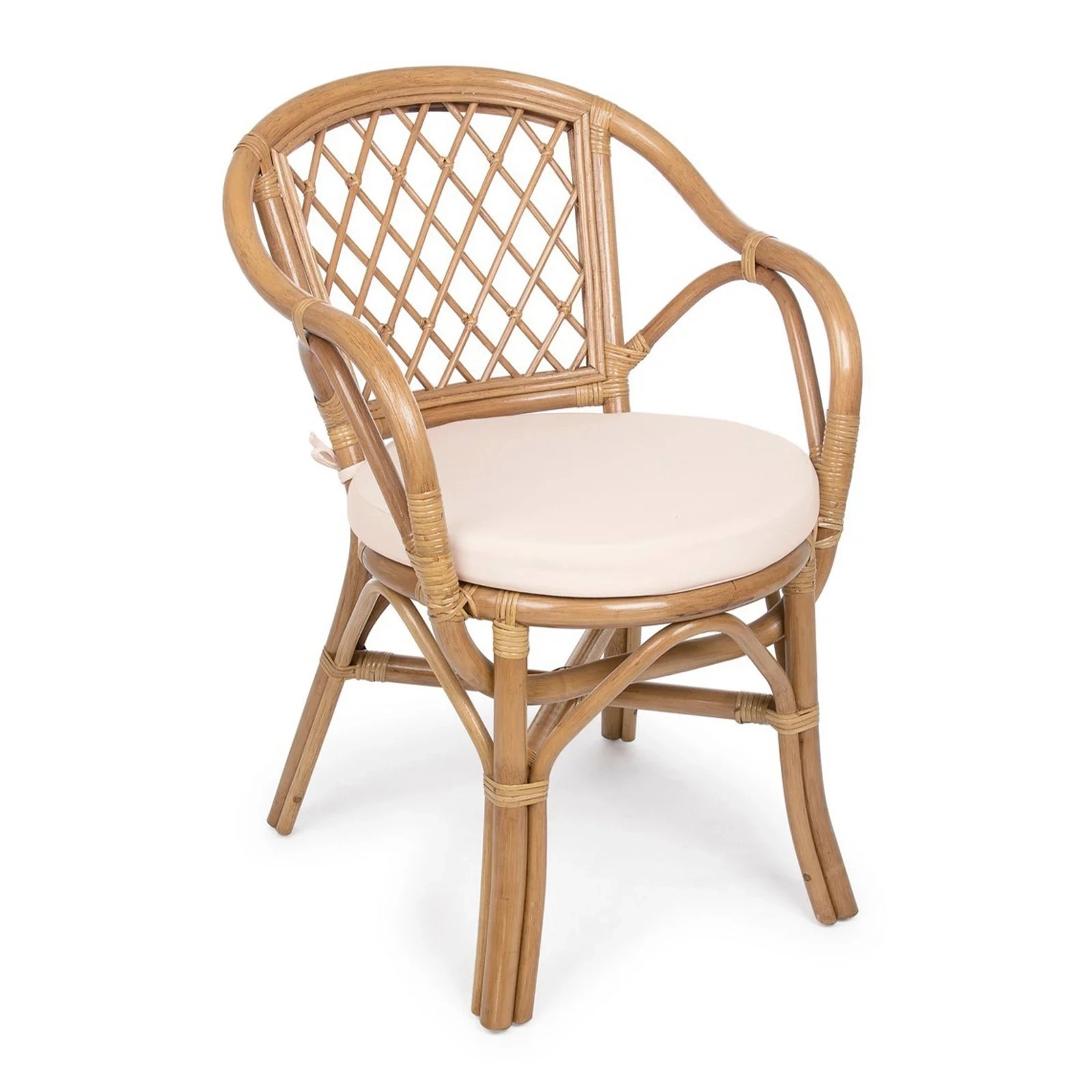 Poltrona in rattan naturale vimini Elisa schienale traforato