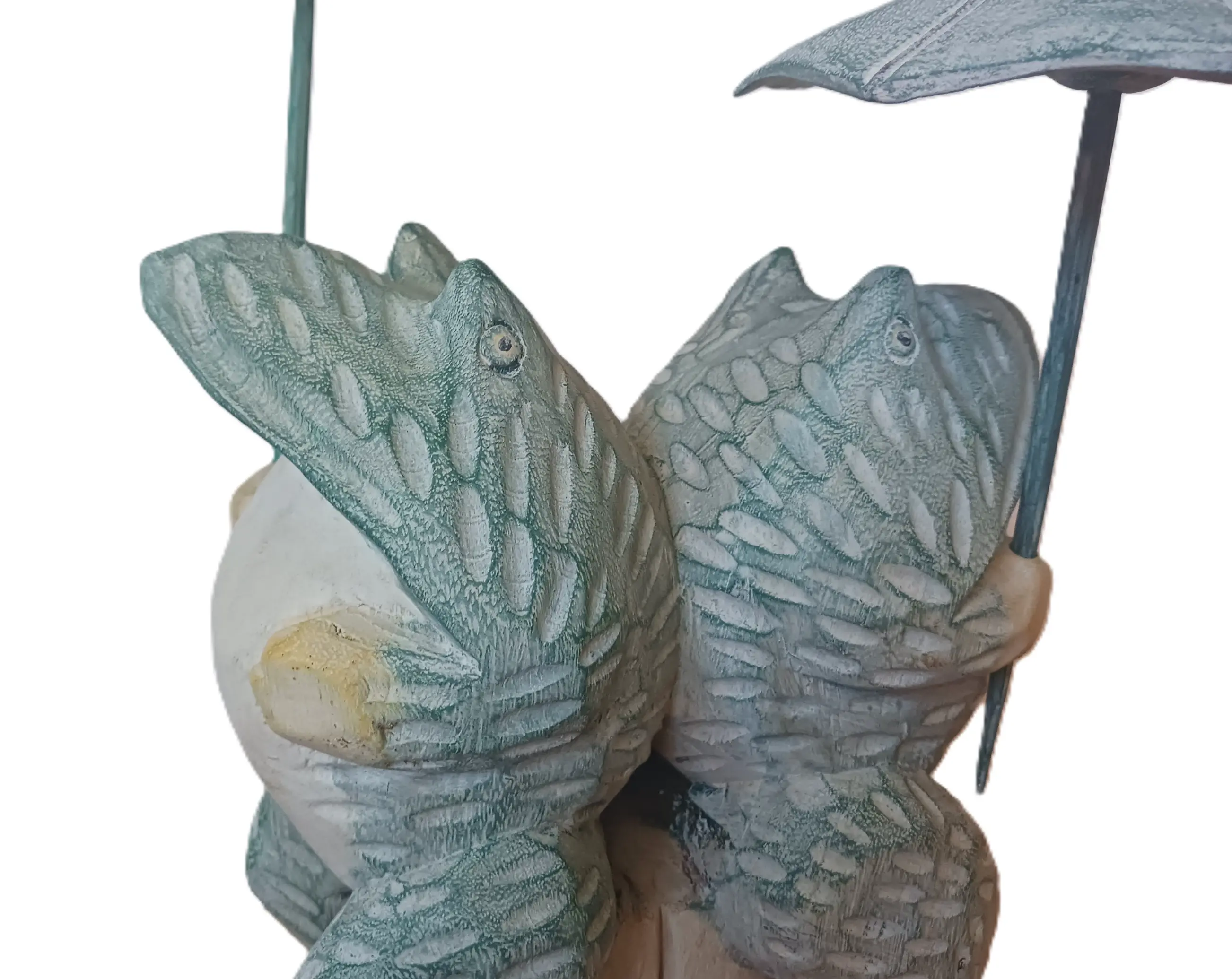 Scultura "Rane su Ceppo" – Legno Massello Intagliato a Mano - 4