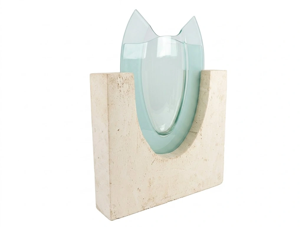 Vaso con base in pietra e cristallo asportabile CM 60h