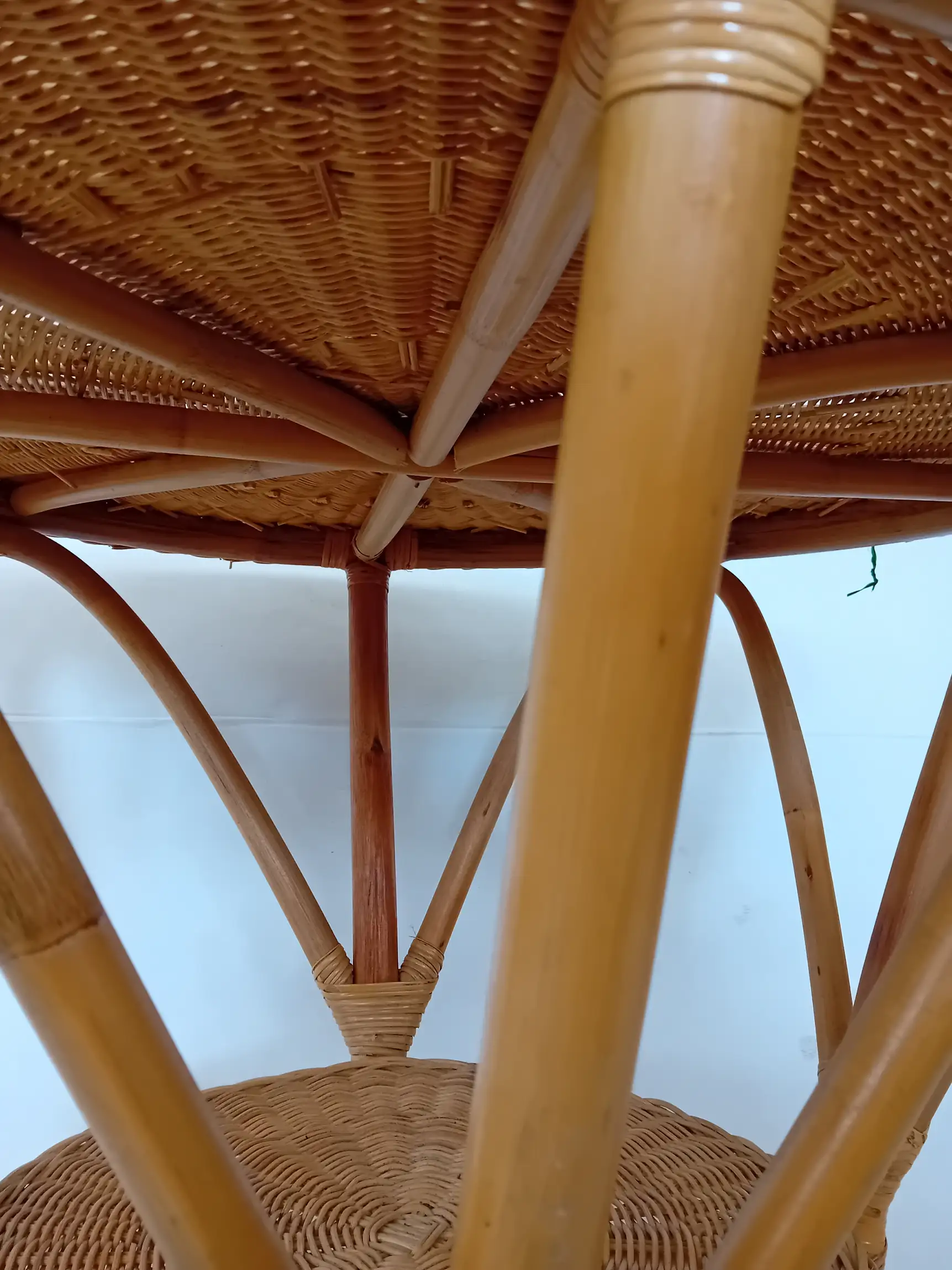 Tavolo da Pranzo Rotondo in Midollino e Bamboo – Ø 75 cm - 3