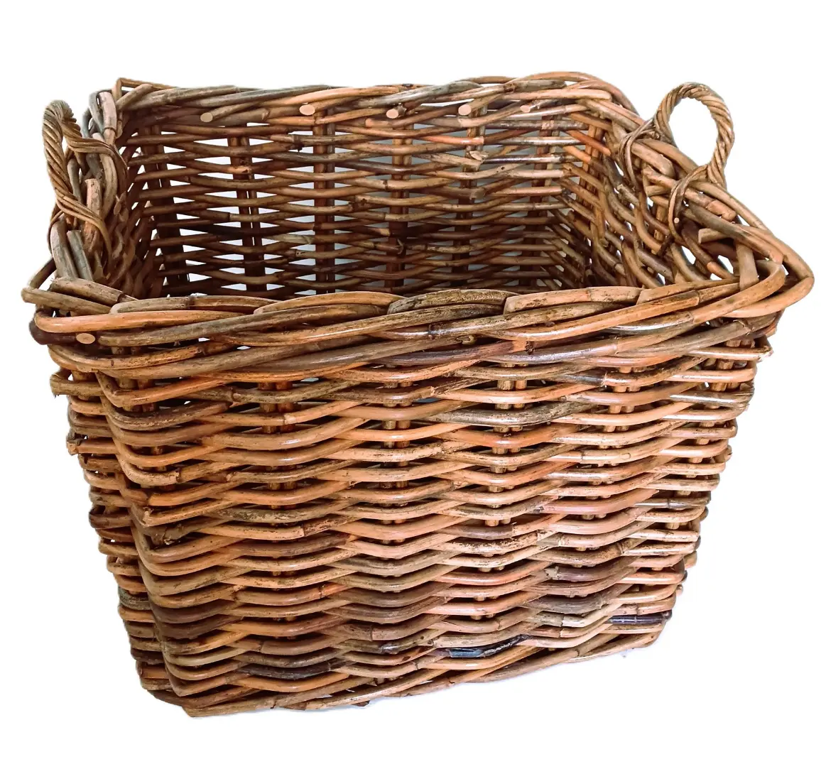 cesto porta legna rettangolare in vimini cm 72x49x52 H con manici cm 60 H