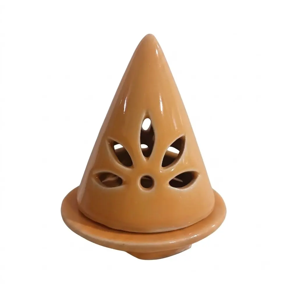 Bruciatore d'Incenso a Cono in Terracotta Ambra – Collezione Etnica (10x8 cm)