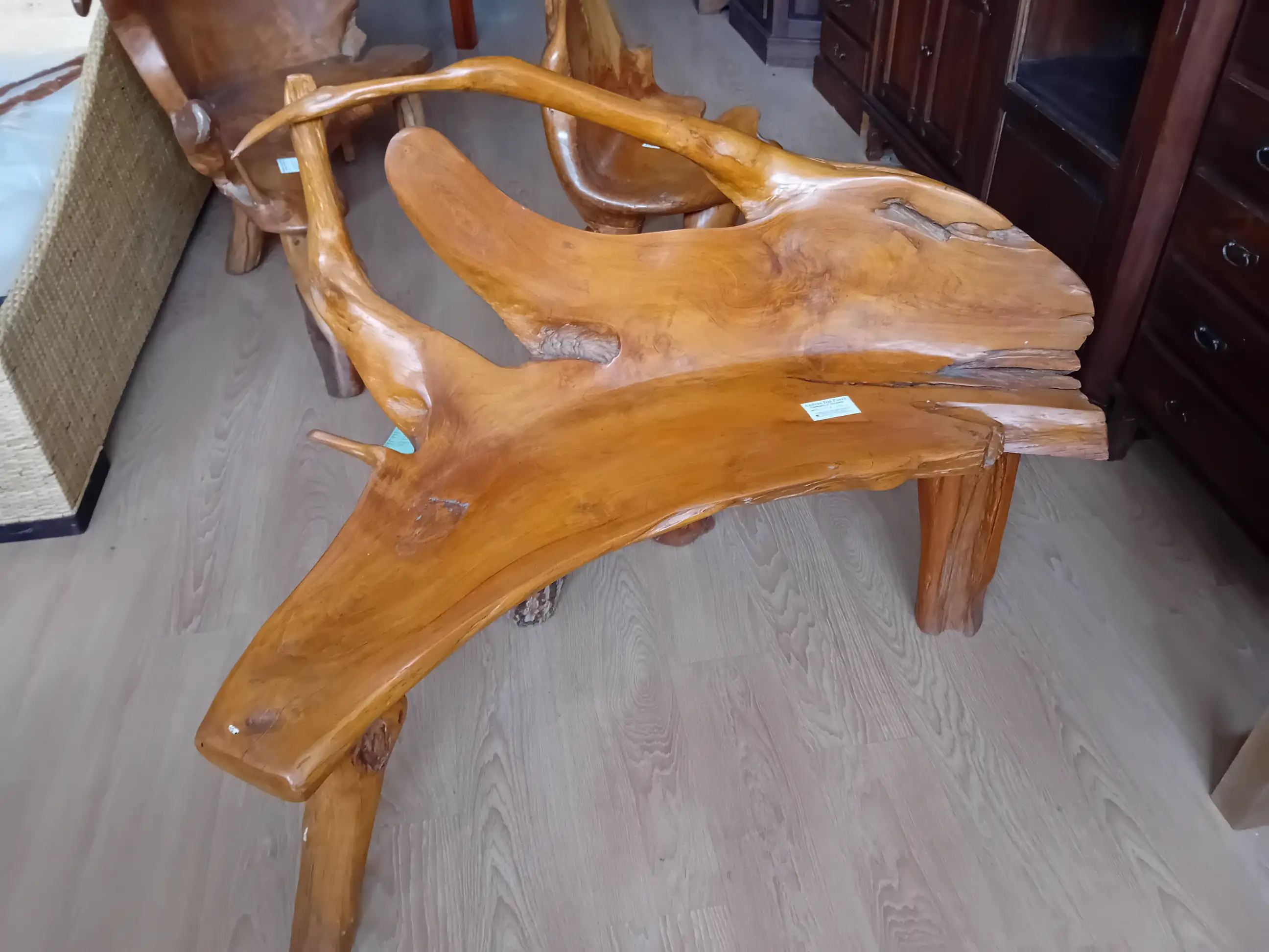 Divano Panca Scultoreo in Legno Massello Artigianale – 135x60x100 cm - 3