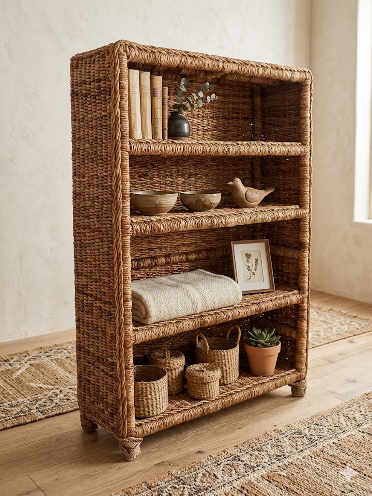 libreria in banano naturale 3 piani srt 6201/3