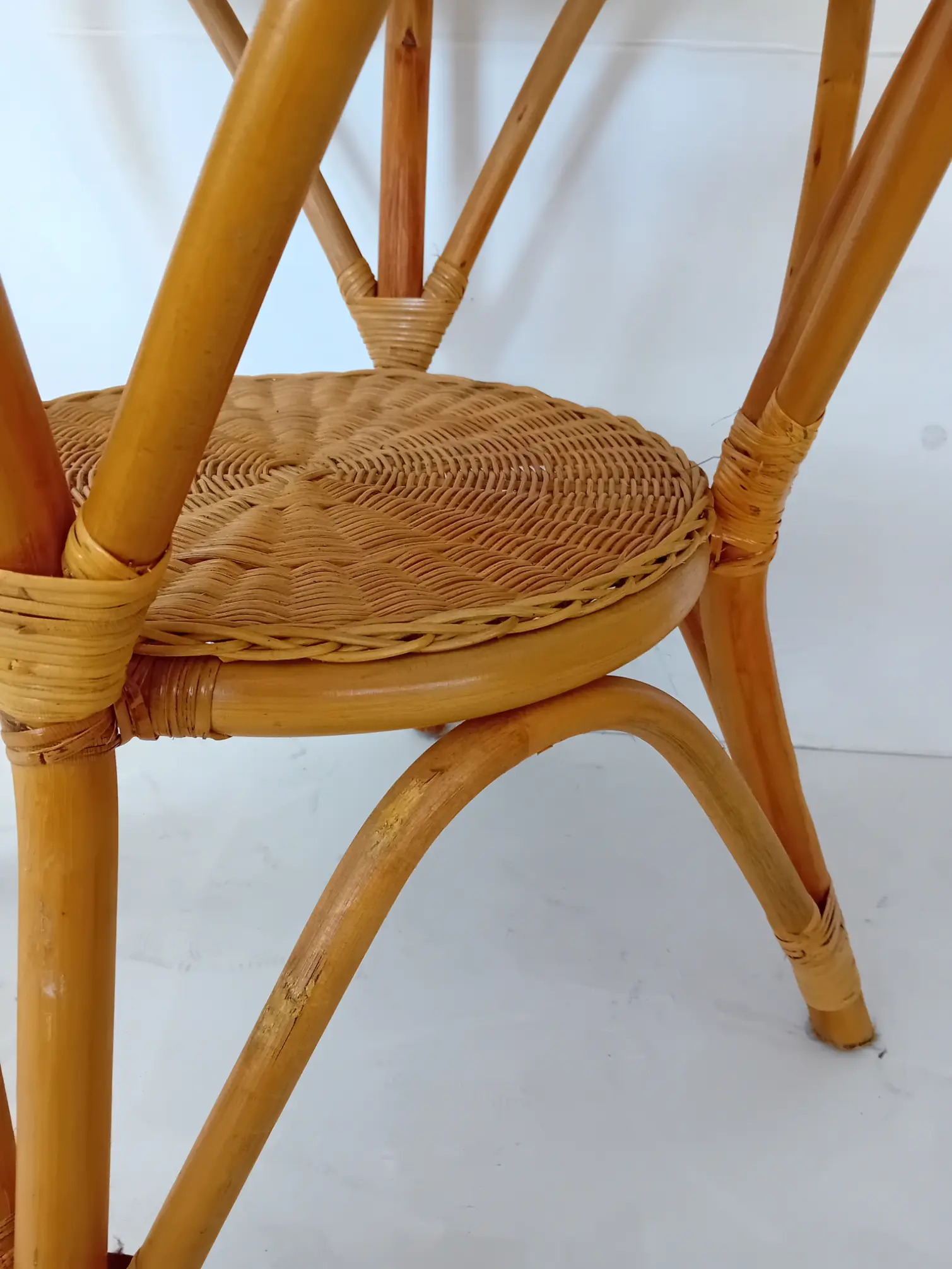 Tavolo da Pranzo Rotondo in Midollino e Bamboo – Ø 75 cm - 5