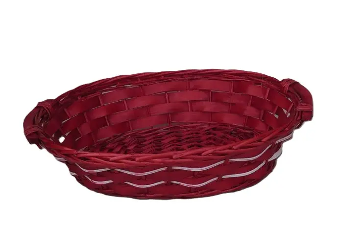 Cesto Ovale Rosso per Confezioni con Dettaglio Bianco cm 50x36x12 H