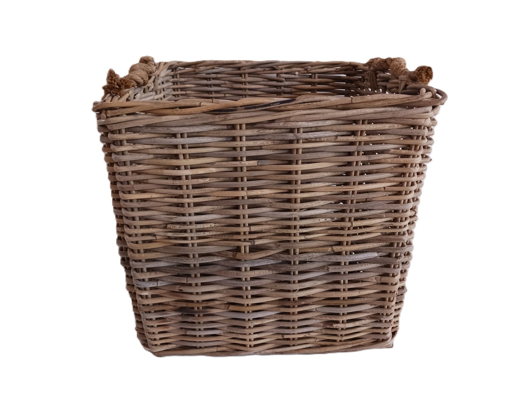 porta legna in vimini quadrato cm 53x53x47 H con manici cm 51 H