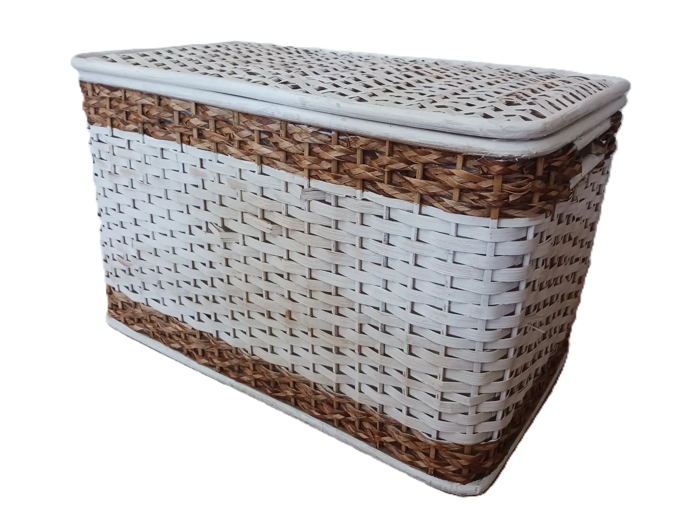 Baule Porta Biancheria in Rattan bicolore 61X38X40 H