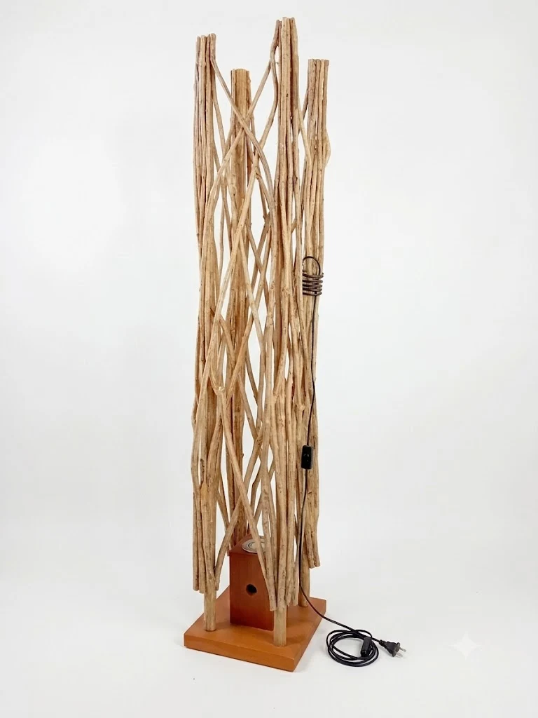 Lampada da Terra in Rattan Naturale Intrecciato cm 155 H