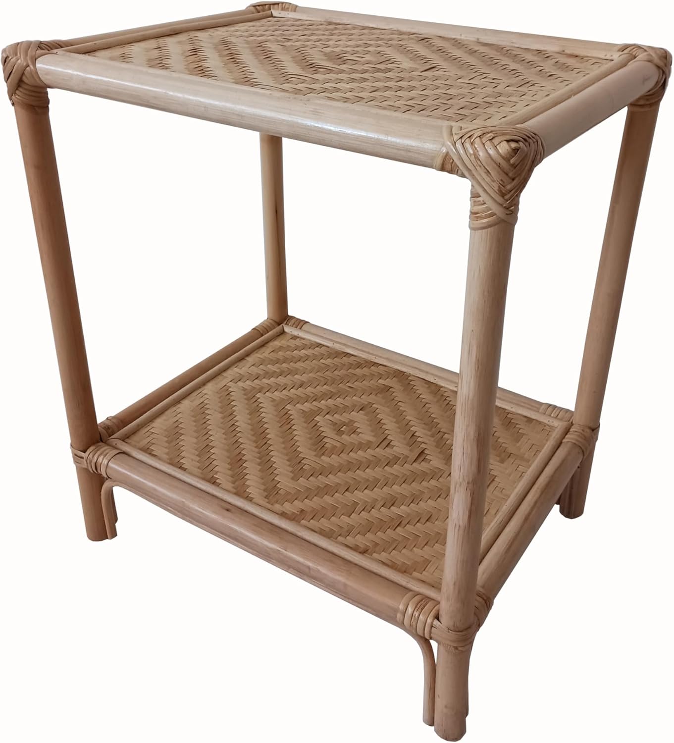 comodino rattan naturale vimini 2 piani