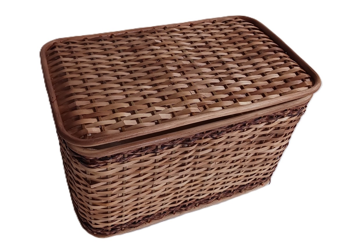 Baule Portabiancheria in Rattan Noce chiaro Cm 60x37x41 H