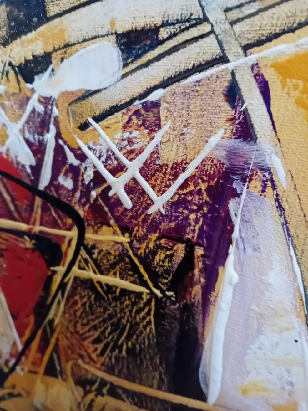 uadro Batik Astratto Dipinto a Mano da Bali | 50x50 cm