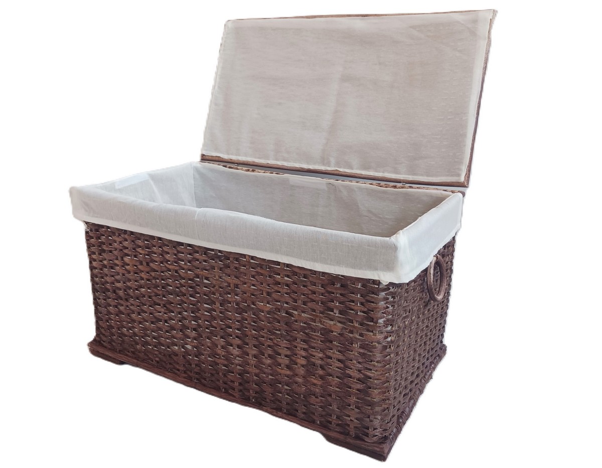 Baule Porta Biancheria in Rattan Noce Cm 61x34x34 H