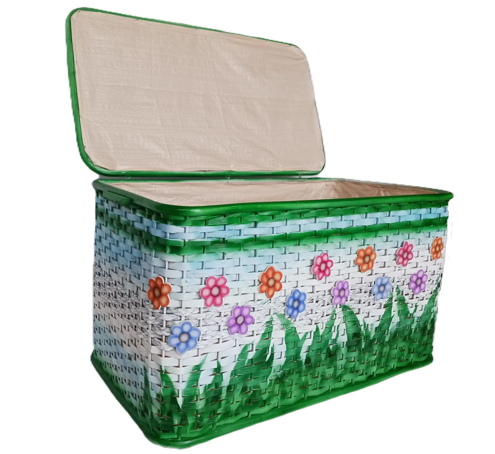 Baule XL in Rattan Naturale – Porta Biancheria e Porta Giochi Cm 78x44x44 H