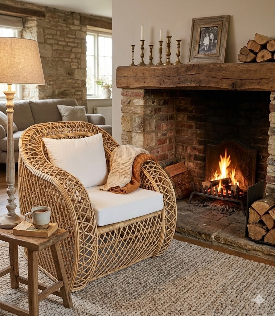 Poltrona Giava Design - intreccio in Rattan Naturale e Vimini